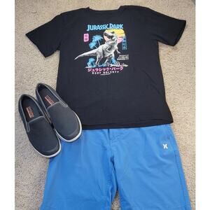 Jurassic Park Neon T-Rex Anime Tee YL Y2K Streetwear EUC